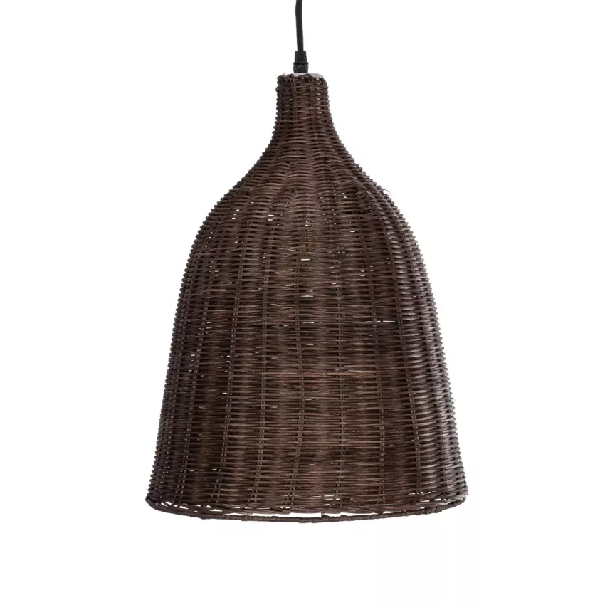 BAHAMAS  Boho Κρεμαστό Φωτιστικό Καμπάνα Μονόφωτο 1 x E27 IP20 Καφέ Ξύλο - Μ30 x Π30 x Υ40cm