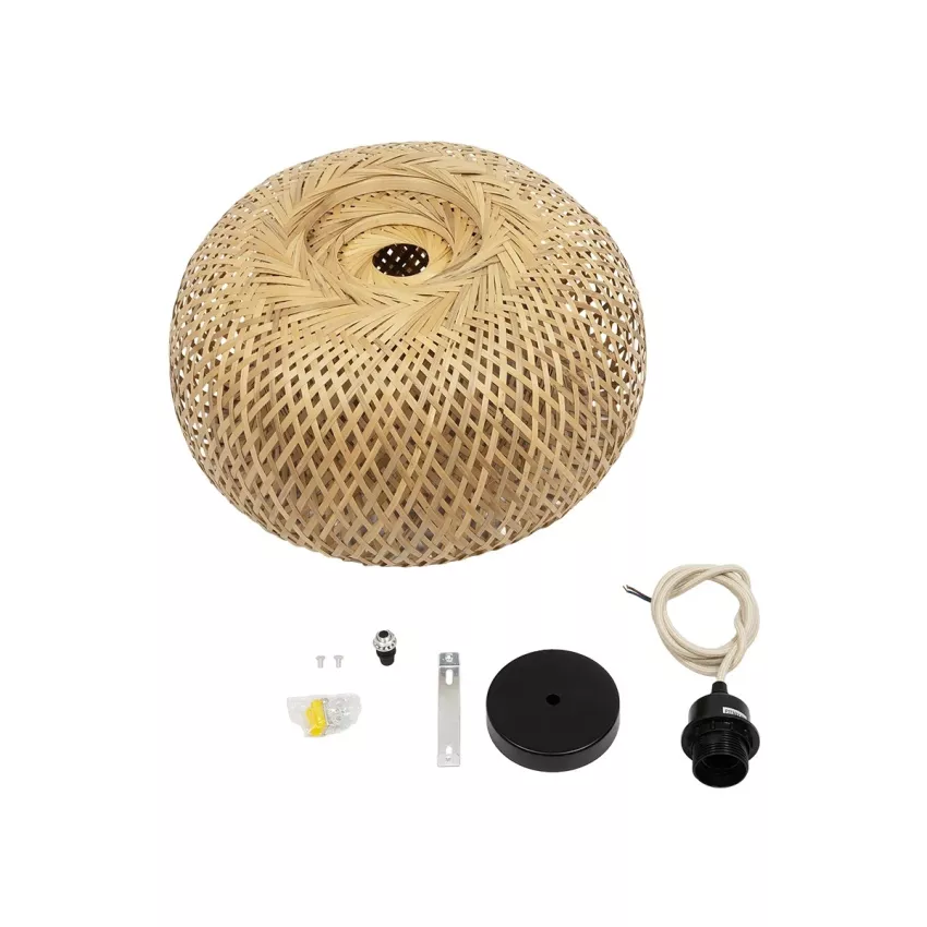 GLOBOSTAR® SAN TROPEZ  Boho Κρεμαστό Φωτιστικό Οροφής με Ντουί 1 x E27 AC 220-240V IP20 - Μπεζ - Μ38 x Π38 x Υ22cm