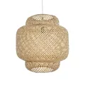 MALDIVES  Boho Κρεμαστό Φωτιστικό Πλέγμα Μονόφωτο 1 x E27 IP20 Μπεζ Ξύλο - Μ56 x Π56 x Υ54cm