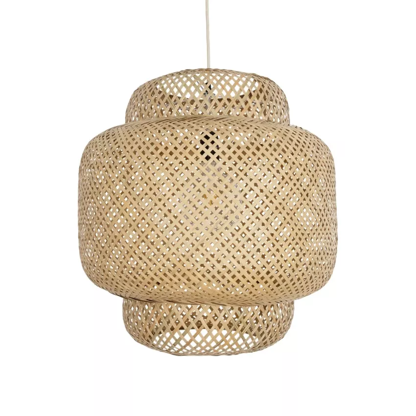 MALDIVES  Boho Κρεμαστό Φωτιστικό Πλέγμα Μονόφωτο 1 x E27 IP20 Μπεζ Ξύλο - Μ56 x Π56 x Υ54cm