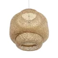 MALDIVES  Boho Κρεμαστό Φωτιστικό Πλέγμα Μονόφωτο 1 x E27 IP20 Μπεζ Ξύλο - Μ56 x Π56 x Υ54cm
