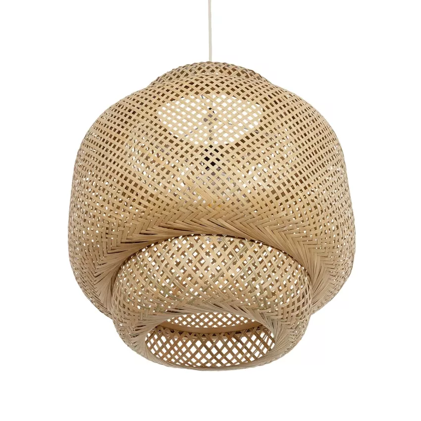 MALDIVES  Boho Κρεμαστό Φωτιστικό Πλέγμα Μονόφωτο 1 x E27 IP20 Μπεζ Ξύλο - Μ56 x Π56 x Υ54cm