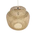 MALDIVES  Boho Κρεμαστό Φωτιστικό Πλέγμα Μονόφωτο 1 x E27 IP20 Μπεζ Ξύλο - Μ56 x Π56 x Υ54cm
