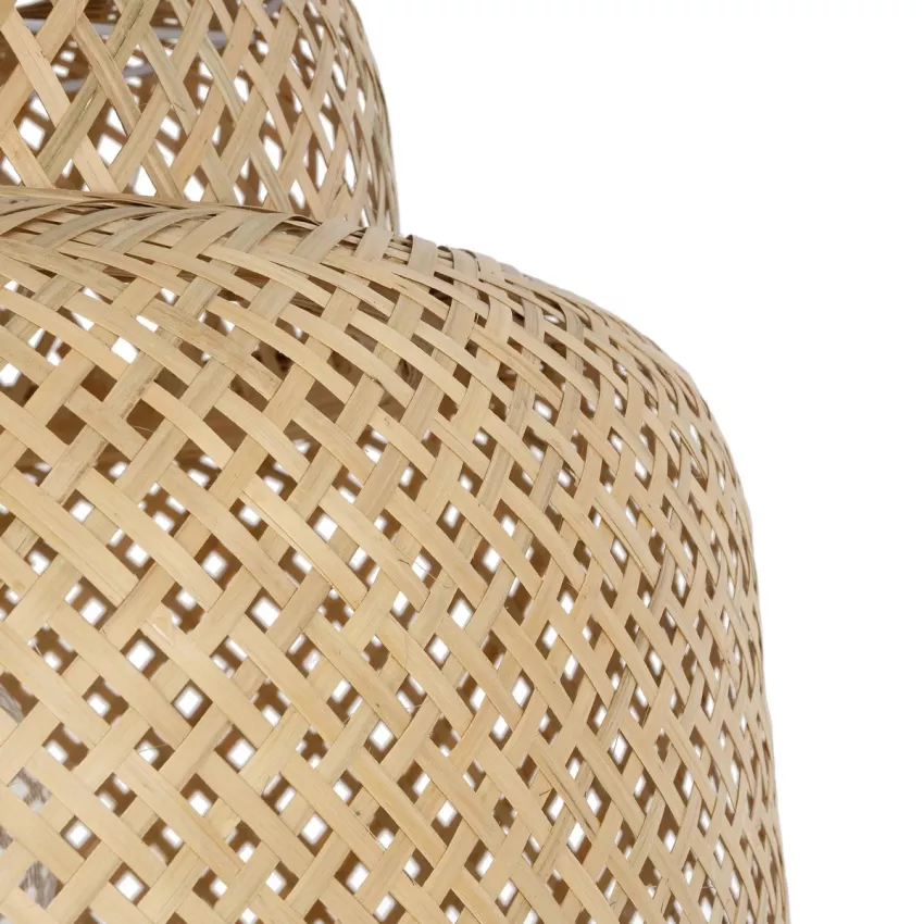 MALDIVES  Boho Κρεμαστό Φωτιστικό Πλέγμα Μονόφωτο 1 x E27 IP20 Μπεζ Ξύλο - Μ56 x Π56 x Υ54cm