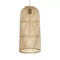CALERO  Boho Μοντέρνο Κρεμαστό Πλέγμα Μονόφωτο 1 x E27 IP20 Μπεζ Ξύλο - Μ25 x Π25 x Υ50cm