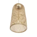 CALERO  Boho Μοντέρνο Κρεμαστό Πλέγμα Μονόφωτο 1 x E27 IP20 Μπεζ Ξύλο - Μ25 x Π25 x Υ50cm