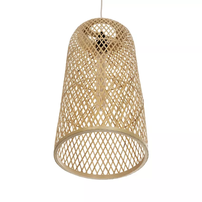 CALERO  Boho Μοντέρνο Κρεμαστό Πλέγμα Μονόφωτο 1 x E27 IP20 Μπεζ Ξύλο - Μ25 x Π25 x Υ50cm