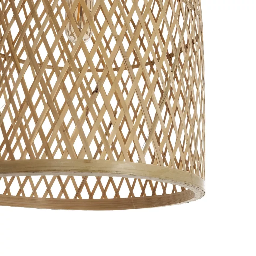CALERO  Boho Μοντέρνο Κρεμαστό Πλέγμα Μονόφωτο 1 x E27 IP20 Μπεζ Ξύλο - Μ25 x Π25 x Υ50cm