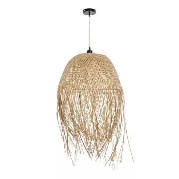 MANILA  Boho Κρεμαστό Φωτιστικό Πλέγμα Μονόφωτο 1 x E27 IP20 Μπεζ Ξύλο - Μ45 x Π45 x Υ60cm