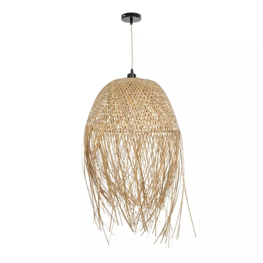 MANILA  Boho Κρεμαστό Φωτιστικό Πλέγμα Μονόφωτο 1 x E27 IP20 Μπεζ Ξύλο - Μ45 x Π45 x Υ60cm