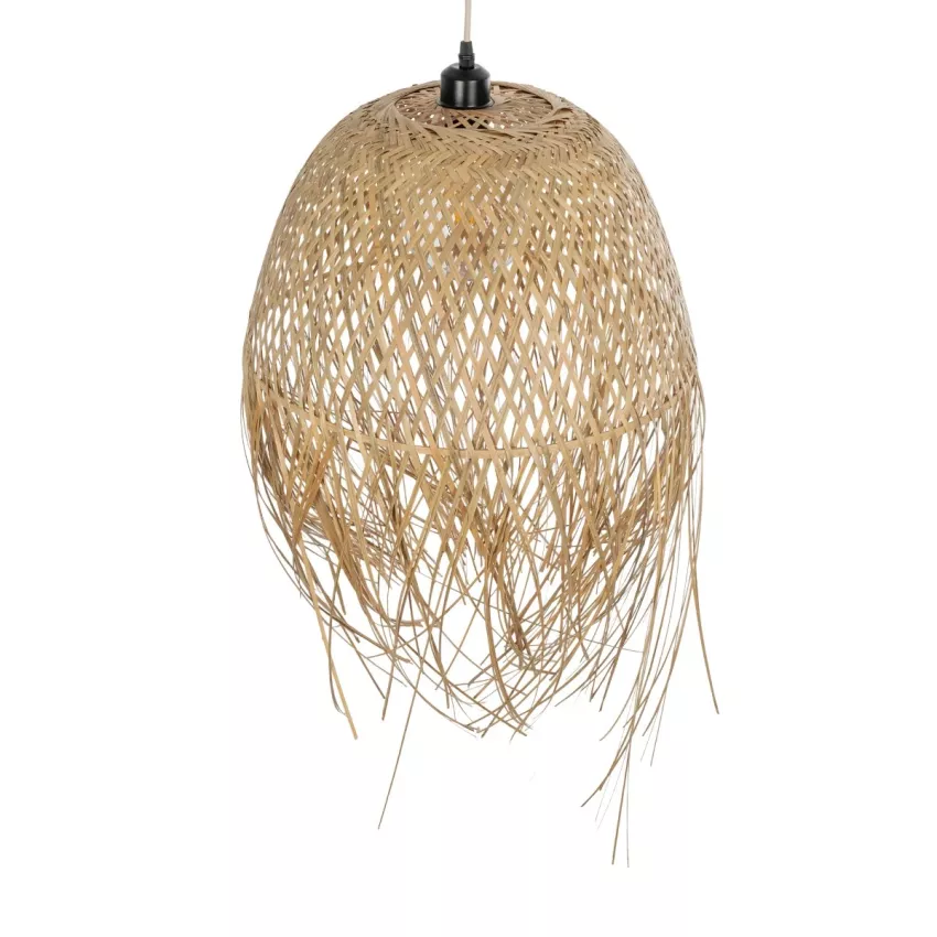 MANILA  Boho Κρεμαστό Φωτιστικό Πλέγμα Μονόφωτο 1 x E27 IP20 Μπεζ Ξύλο - Μ45 x Π45 x Υ60cm