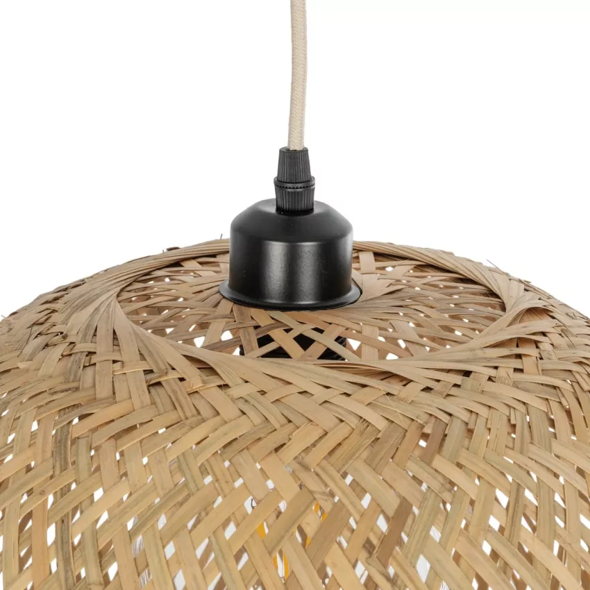 MANILA  Boho Κρεμαστό Φωτιστικό Πλέγμα Μονόφωτο 1 x E27 IP20 Μπεζ Ξύλο - Μ45 x Π45 x Υ60cm