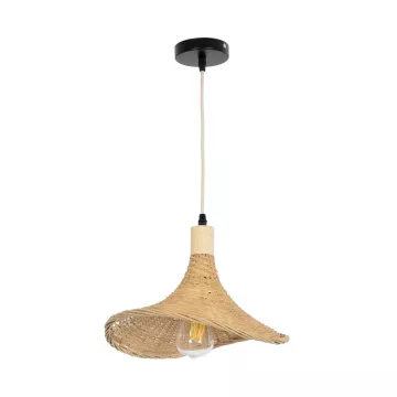 GLOBOSTAR® CUBA  Boho Κρεμαστό Φωτιστικό Οροφής με Ντουί 1 x E27 AC 220-240V IP20 - Μπεζ - Μ33 x Π33 x Υ25cm
