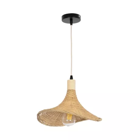 GLOBOSTAR® CUBA  Boho Κρεμαστό Φωτιστικό Οροφής με Ντουί 1 x E27 AC 220-240V IP20 - Μπεζ - Μ33 x Π33 x Υ25cm