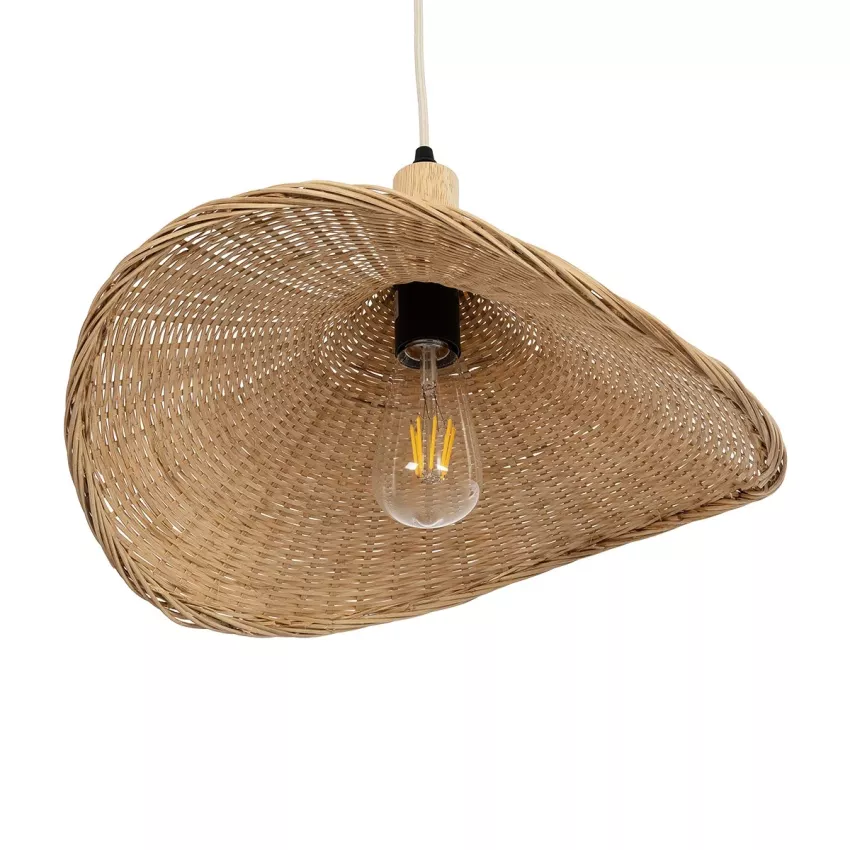 CUBA  Boho Κρεμαστό Φωτιστικό Ανάρτηση Μονόφωτο 1 x E27 IP20 Μπεζ Ξύλο - Μ43 x Π43 x Y30cm