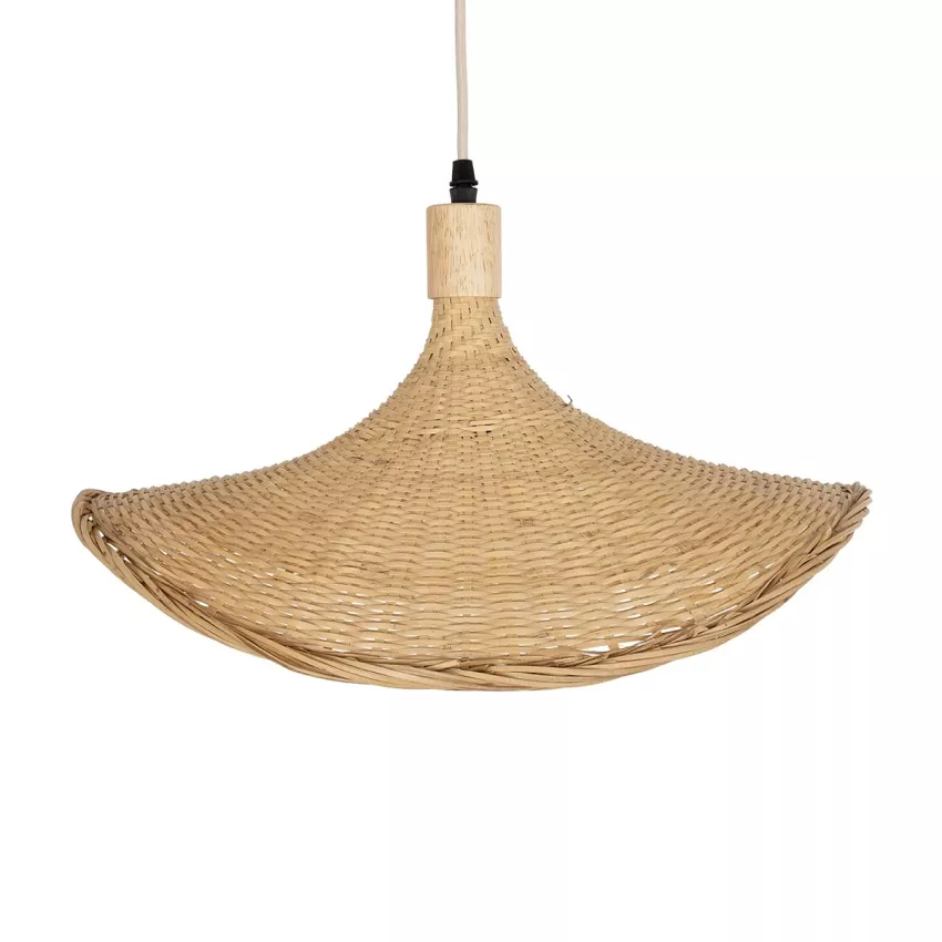 CUBA  Boho Κρεμαστό Φωτιστικό Ανάρτηση Μονόφωτο 1 x E27 IP20 Μπεζ Ξύλο - Μ43 x Π43 x Y30cm