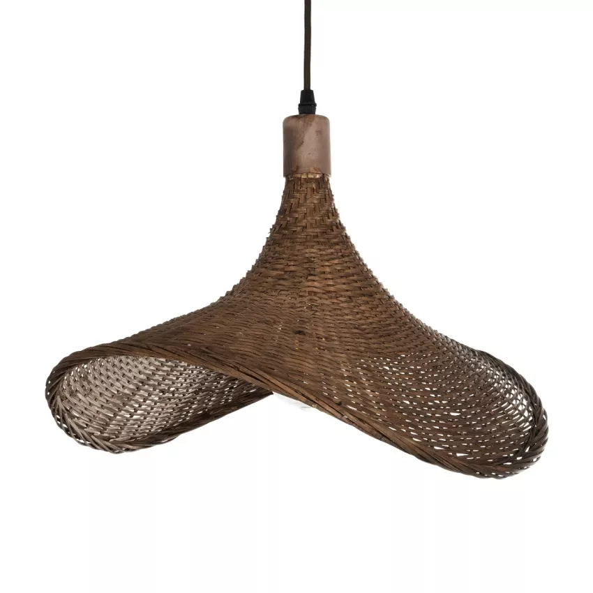 GLOBOSTAR® CUBA  Boho Κρεμαστό Φωτιστικό Οροφής με Ντουί 1 x E27 AC 220-240V IP20 - Καφέ - Μ43 x Π40 x Y28cm