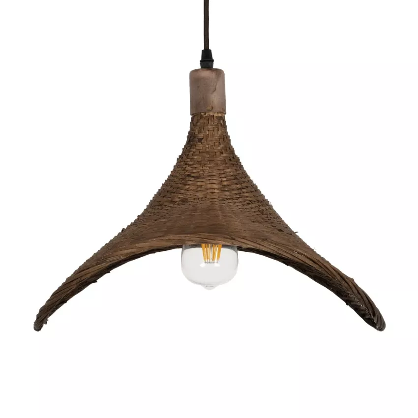 GLOBOSTAR® CUBA  Boho Κρεμαστό Φωτιστικό Οροφής με Ντουί 1 x E27 AC 220-240V IP20 - Καφέ - Μ43 x Π40 x Y28cm