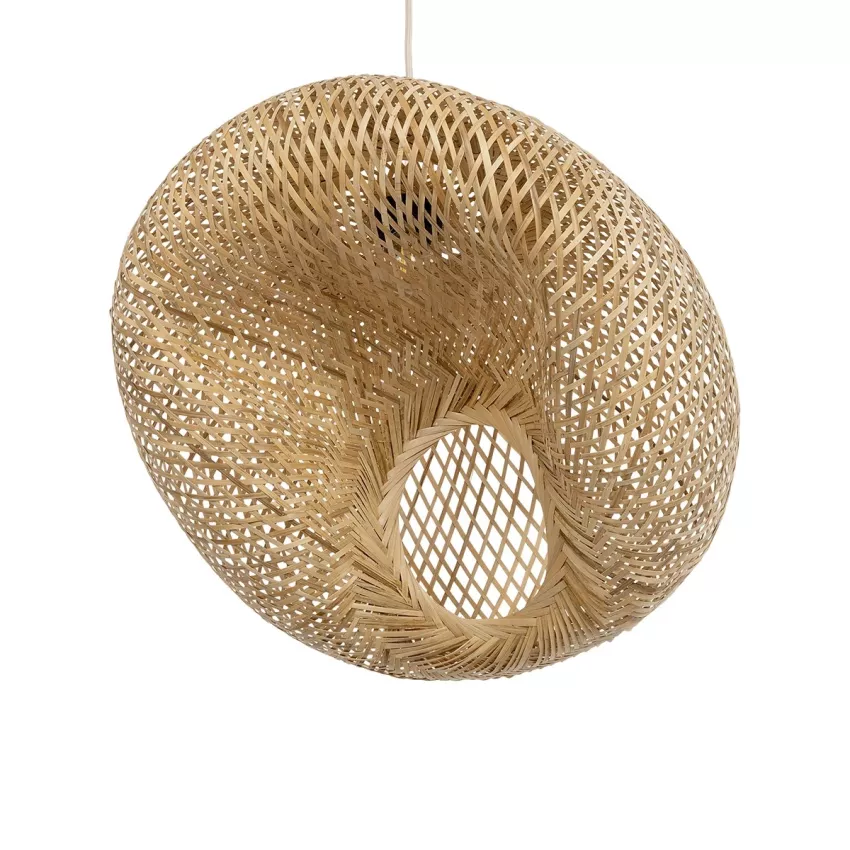 CARIBBEAN  Boho Κρεμαστό Φωτιστικό Ανάρτηση Μονόφωτο 1 x E27 IP20 Μπεζ Ξύλο - Μ45 x Π45 x Υ24cm