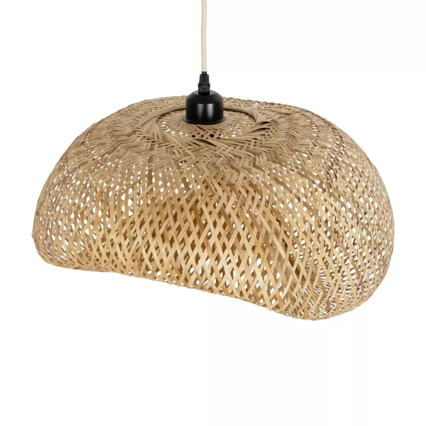 CARIBBEAN  Boho Κρεμαστό Φωτιστικό Ανάρτηση Μονόφωτο 1 x E27 IP20 Μπεζ Ξύλο - Μ45 x Π45 x Υ24cm