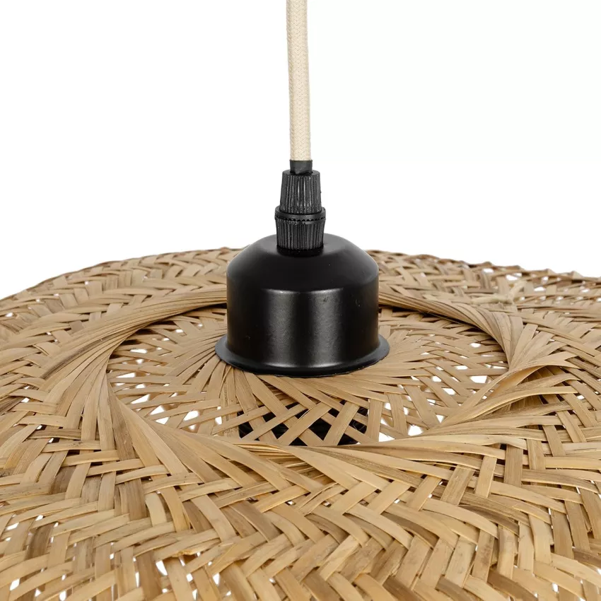 CARIBBEAN  Boho Κρεμαστό Φωτιστικό Ανάρτηση Μονόφωτο 1 x E27 IP20 Μπεζ Ξύλο - Μ45 x Π45 x Υ24cm