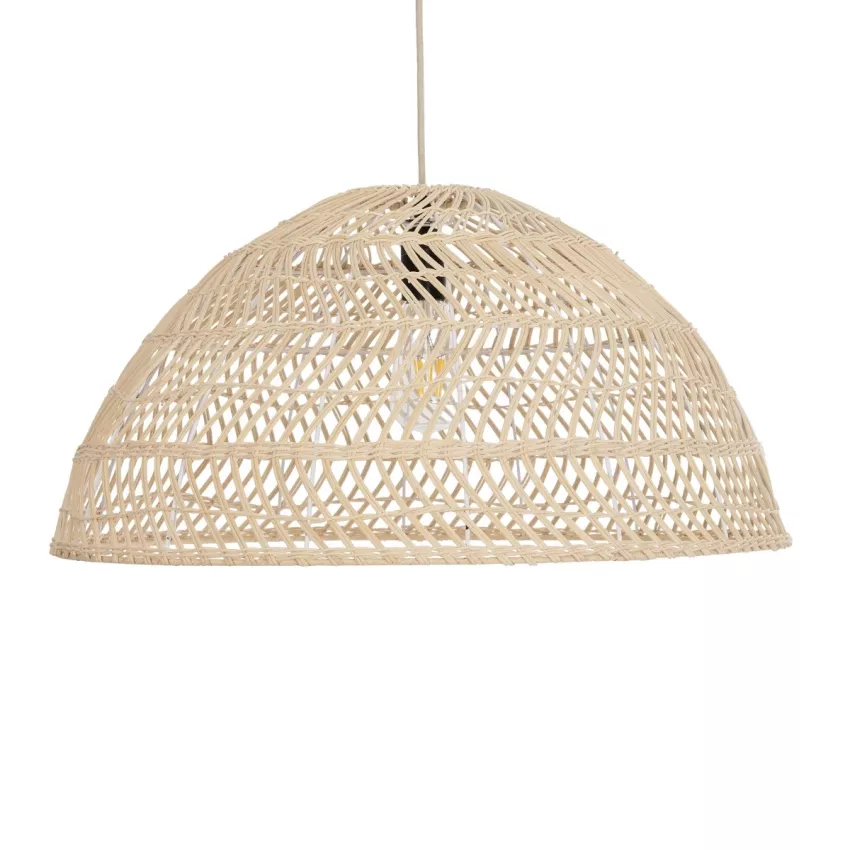 COMORES  Boho Κρεμαστό Φωτιστικό Πλέγμα Μονόφωτο 1 x E27 IP20 Μπεζ Ξύλο - Μ60 x Π60 x Y29cm