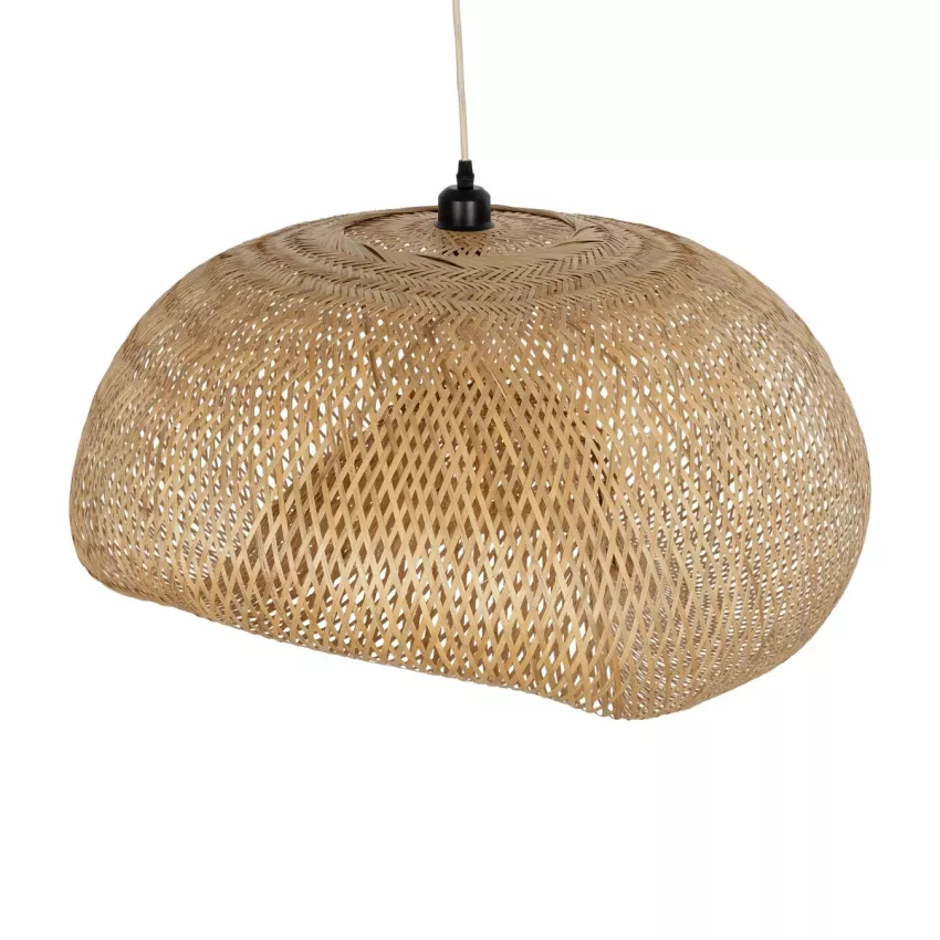 CARIBBEAN  Μοντέρνο Κρεμαστό Φωτιστικό Πλέγμα Μονόφωτο 1 x E27 IP20 Μπεζ Ξύλο - Μ80 x Π80 x Υ35cm