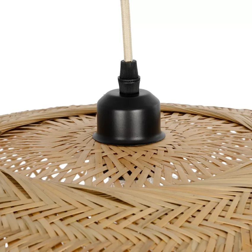 CARIBBEAN  Μοντέρνο Κρεμαστό Φωτιστικό Πλέγμα Μονόφωτο 1 x E27 IP20 Μπεζ Ξύλο - Μ80 x Π80 x Υ35cm