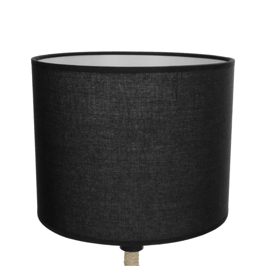 BRONX  Μοντέρνο Επιτραπέζιο Φωτιστικό Μονόφωτο 1 x E27 IP20 Μαύρο Ύφασμα, Μπεζ Σχοινί με Μαύρο Μέταλλο - Μ24 x Π24 x Υ37cm