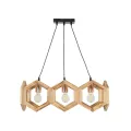 DRURI  Vintage Κρεμαστό Φωτιστικό Γεωμετρικό Σχήμα Τρίφωτο 3 x E27 Μπεζ Ξύλο - Μ62 x Π19.5 x Υ24cm