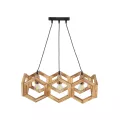 DRURI  Vintage Κρεμαστό Φωτιστικό Γεωμετρικό Σχήμα Τρίφωτο 3 x E27 Μπεζ Ξύλο - Μ62 x Π19.5 x Υ24cm