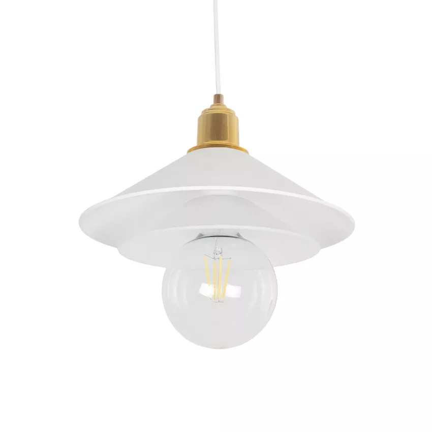 GLOBOSTAR® FERRO  Μοντέρνο Κρεμαστό Φωτιστικό Οροφής με Ντουί 1 x E27 AC 220-240V IP20 - Λευκό & Χρυσό - Μ30 x Π30 x Υ19cm