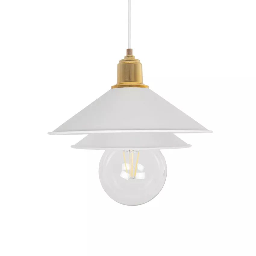 GLOBOSTAR® FERRO  Μοντέρνο Κρεμαστό Φωτιστικό Οροφής με Ντουί 1 x E27 AC 220-240V IP20 - Λευκό & Χρυσό - Μ30 x Π30 x Υ19cm