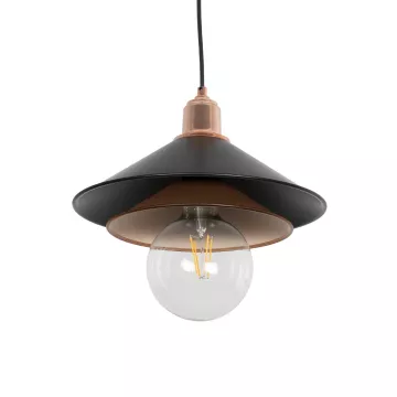 GLOBOSTAR® FERRO  Μοντέρνο Κρεμαστό Φωτιστικό Οροφής με Ντουί 1 x E27 AC 220-240V IP20 - Μαύρο & Χάλκινο - Μ30 x Π30 x Υ19cm