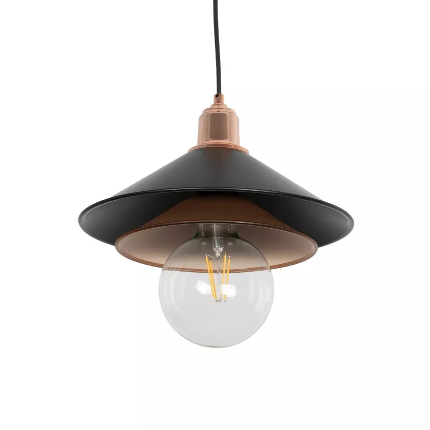 GLOBOSTAR® FERRO  Μοντέρνο Κρεμαστό Φωτιστικό Οροφής με Ντουί 1 x E27 AC 220-240V IP20 - Μαύρο & Χάλκινο - Μ30 x Π30 x Υ19cm