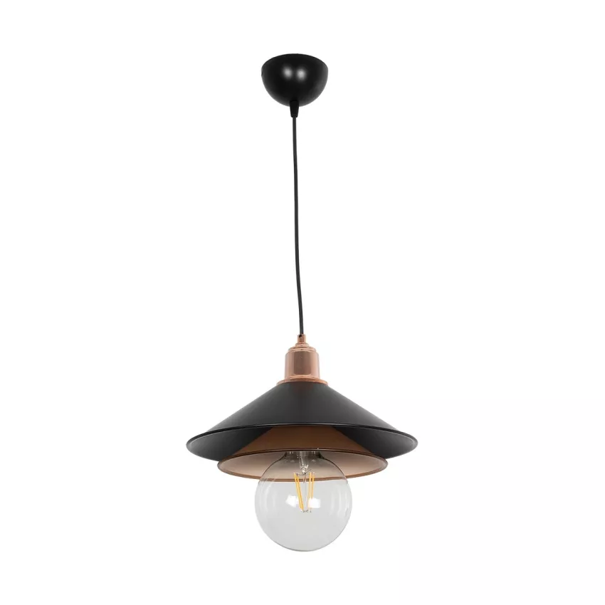 GLOBOSTAR® FERRO  Μοντέρνο Κρεμαστό Φωτιστικό Οροφής με Ντουί 1 x E27 AC 220-240V IP20 - Μαύρο & Χάλκινο - Μ30 x Π30 x Υ19cm