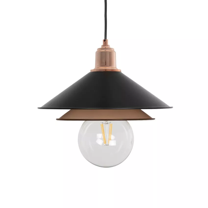 GLOBOSTAR® FERRO  Μοντέρνο Κρεμαστό Φωτιστικό Οροφής με Ντουί 1 x E27 AC 220-240V IP20 - Μαύρο & Χάλκινο - Μ30 x Π30 x Υ19cm