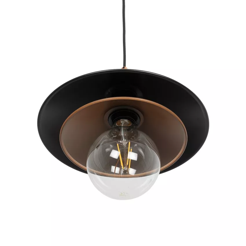 GLOBOSTAR® FERRO  Μοντέρνο Κρεμαστό Φωτιστικό Οροφής με Ντουί 1 x E27 AC 220-240V IP20 - Μαύρο & Χάλκινο - Μ30 x Π30 x Υ19cm