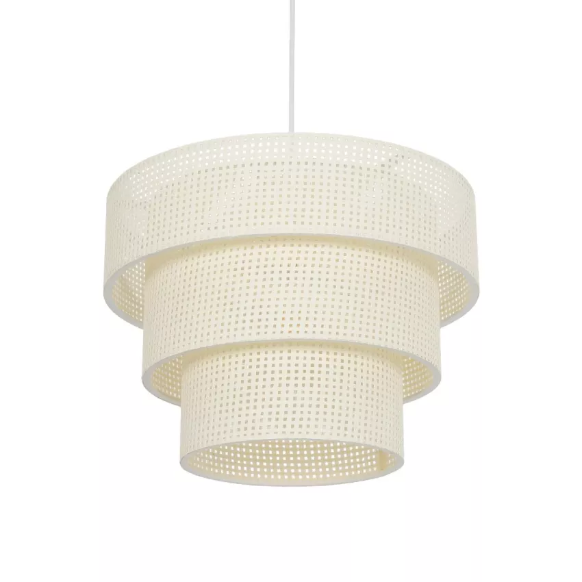 LEVEL  Μοντέρνο Κρεμαστό Φωτιστικό Καπέλο Μονόφωτο 1 x E27 IP20 Λευκό Διάτρητο Ύφασμα - Μ38 x Π38 x Υ30cm