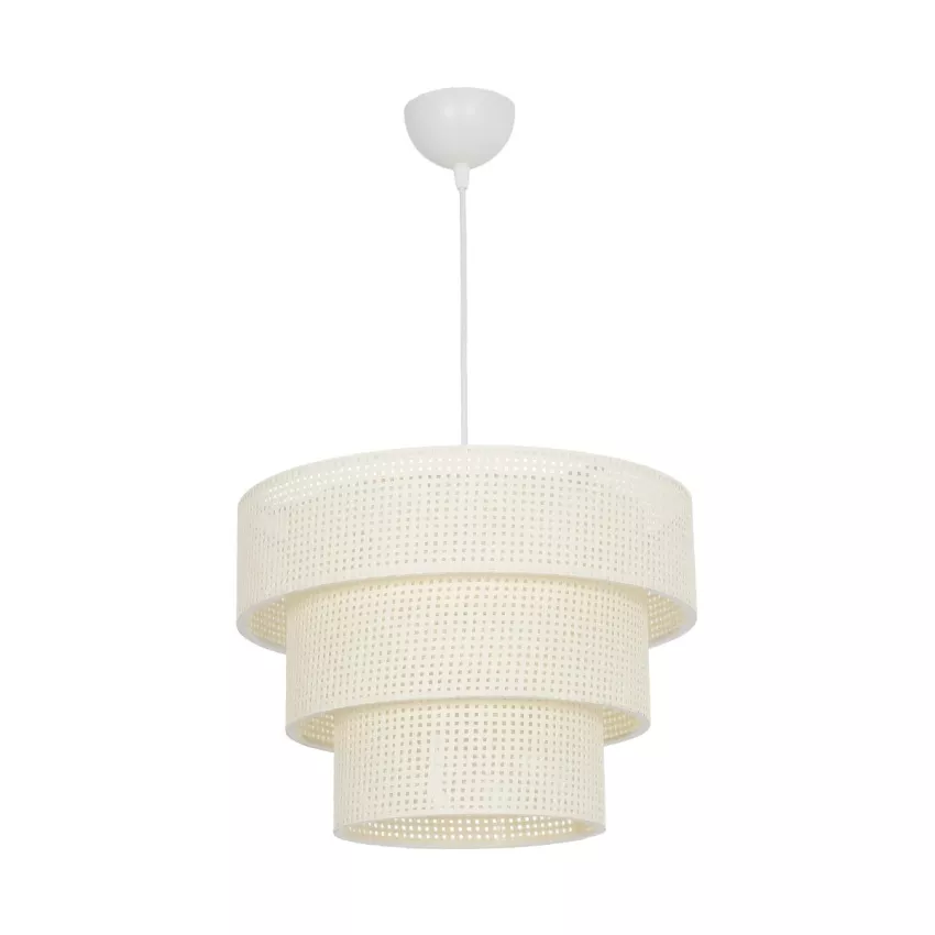 LEVEL  Μοντέρνο Κρεμαστό Φωτιστικό Καπέλο Μονόφωτο 1 x E27 IP20 Λευκό Διάτρητο Ύφασμα - Μ38 x Π38 x Υ30cm