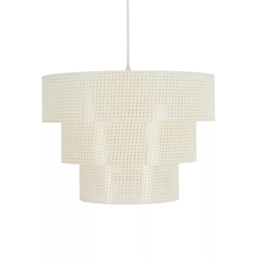 LEVEL  Μοντέρνο Κρεμαστό Φωτιστικό Καπέλο Μονόφωτο 1 x E27 IP20 Λευκό Διάτρητο Ύφασμα - Μ38 x Π38 x Υ30cm