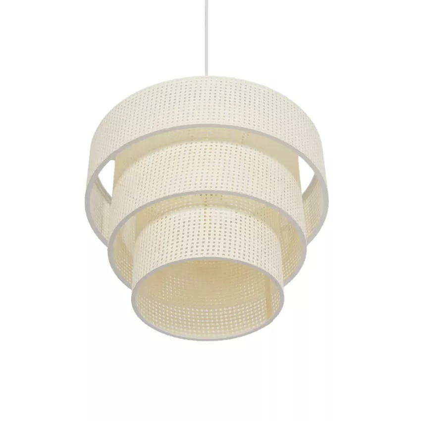 LEVEL  Μοντέρνο Κρεμαστό Φωτιστικό Καπέλο Μονόφωτο 1 x E27 IP20 Λευκό Διάτρητο Ύφασμα - Μ38 x Π38 x Υ30cm