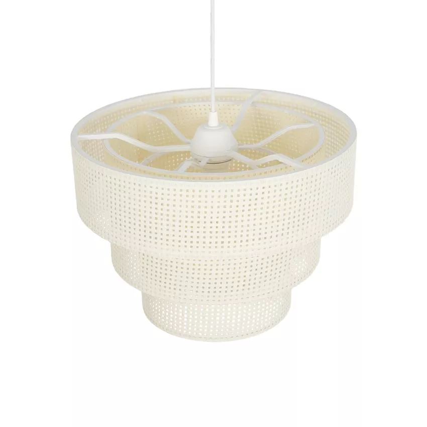 LEVEL  Μοντέρνο Κρεμαστό Φωτιστικό Καπέλο Μονόφωτο 1 x E27 IP20 Λευκό Διάτρητο Ύφασμα - Μ38 x Π38 x Υ30cm