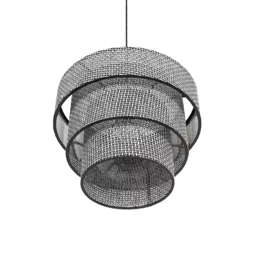 LEVEL  Μοντέρνο Κρεμαστό Φωτιστικό Καπέλο Μονόφωτο 1 x E27 IP20 Γκρι Διάτρητο Ύφασμα - Μ38 x Π38 x Υ30cm