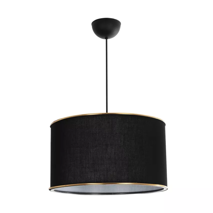 LOFTY  Μοντέρνο Κρεμαστό Φωτιστικό Kαπέλο Μονόφωτο 1 x E27 IP20 Μαύρο Ύφασμα - Μ38 x Π38 x Υ70cm