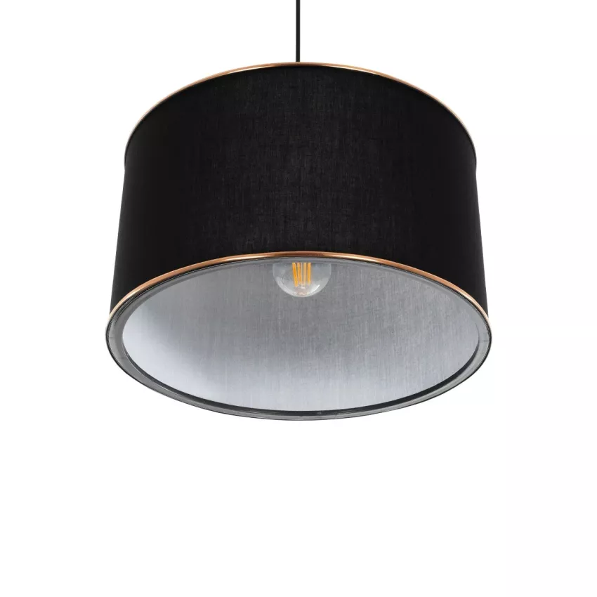 LOFTY  Μοντέρνο Κρεμαστό Φωτιστικό Kαπέλο Μονόφωτο 1 x E27 IP20 Μαύρο Ύφασμα - Μ38 x Π38 x Υ70cm