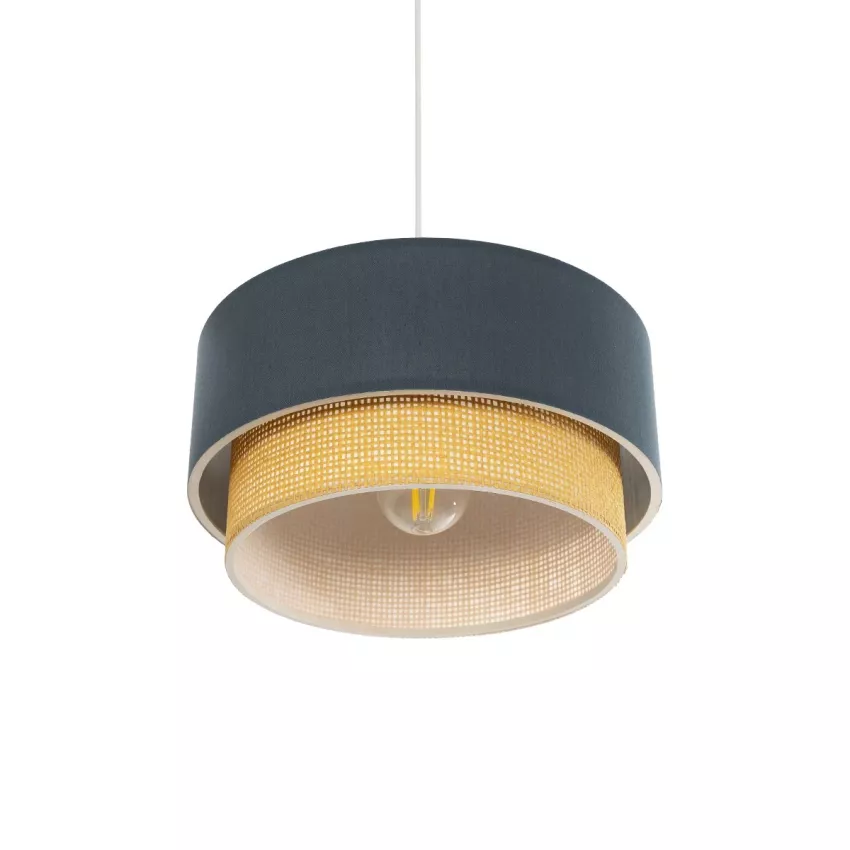 GLOBOSTAR® BIGGIE  Μοντέρνο Κρεμαστό Φωτιστικό Οροφής με Ντουί 1 x E27 AC 220-240V IP20 - Μπλε & Μπεζ - Μ30 x Π30 x Υ16cm