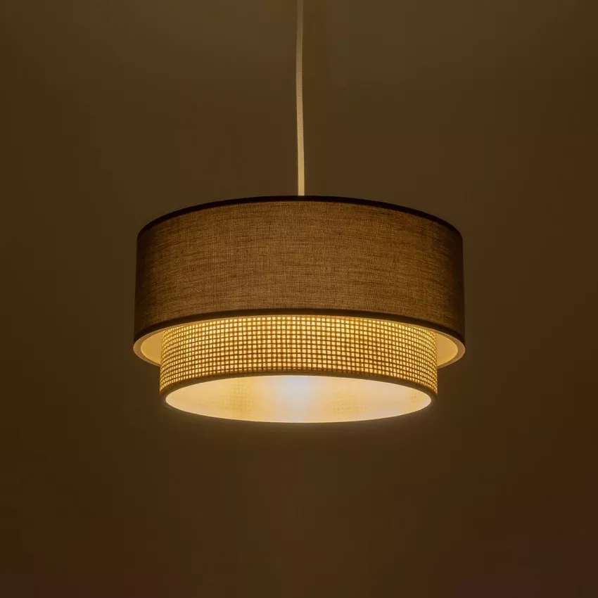 GLOBOSTAR® BIGGIE  Μοντέρνο Κρεμαστό Φωτιστικό Οροφής με Ντουί 1 x E27 AC 220-240V IP20 - Γκρι & Μπεζ - Μ30 x Π30 x Υ16cm