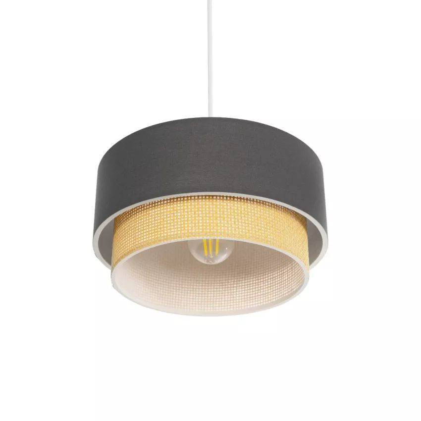 GLOBOSTAR® BIGGIE  Μοντέρνο Κρεμαστό Φωτιστικό Οροφής με Ντουί 1 x E27 AC 220-240V IP20 - Γκρι & Μπεζ - Μ30 x Π30 x Υ16cm