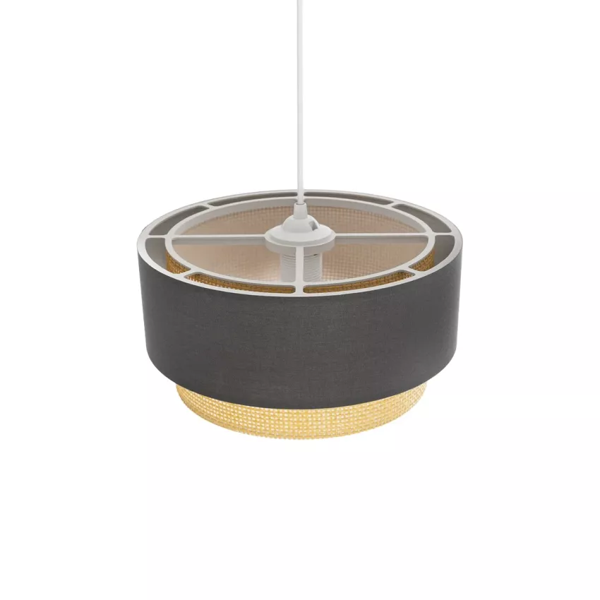 GLOBOSTAR® BIGGIE  Μοντέρνο Κρεμαστό Φωτιστικό Οροφής με Ντουί 1 x E27 AC 220-240V IP20 - Γκρι & Μπεζ - Μ30 x Π30 x Υ16cm